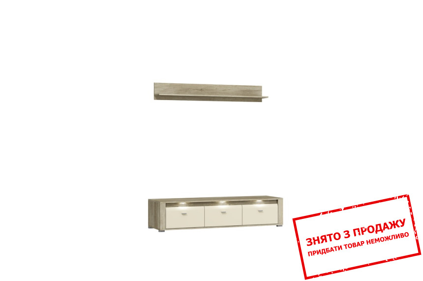 Тумба під ТВ 3D/154 Pari 3-дверна з полицею Кантрі сірий/глянець