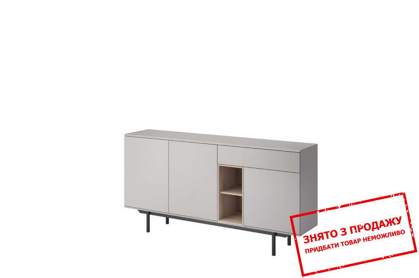 Комод Pinox 3D1S/175 3-дверний з 1 шухлядою Сірий/джексон хікорі