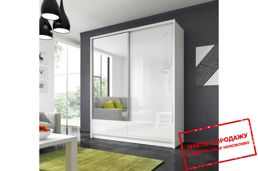Шафа-купе Арія I / Aria I 180 Perfect Home 2-дверна з дзеркалом Білий/білий глянець