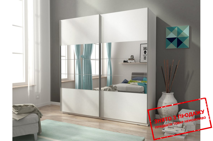 Шафа-купе Міка I / Mika I 200 Perfect Home 2-дверна з дзеркалом Білий