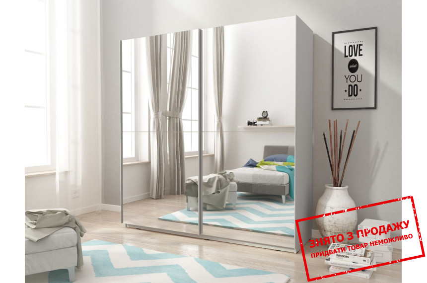 Шафа-купе Міка III / Mika III 200 Perfect Home 2-дверна з дзеркалом Білий