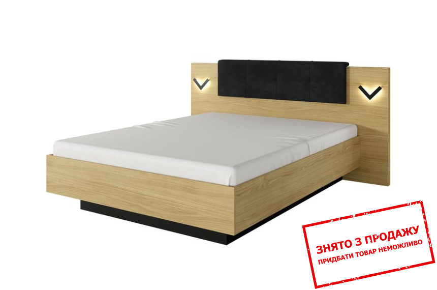 Ліжко (каркас) Verso 160 з м'яким ізголів'ям двоспальне з підсвіткою Дуб сканді/чорний