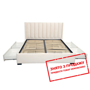 Ліжко з м'яким ізголів'ям (з ламелями та шухлядами...