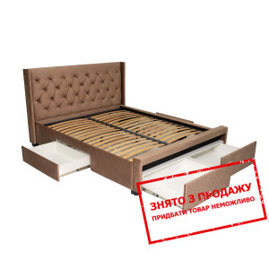 Ліжко з м'яким ізголів'ям (з ламелями та шухлядами...