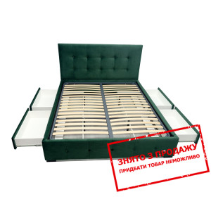 Ліжко з м'яким ізголів'ям (з ламелями та шухлядами...