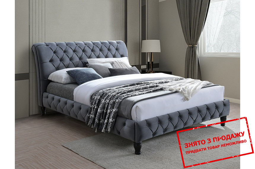 Ліжко (з ламелями) Signal Malena Velvet 160х200 двоспальне Сірий