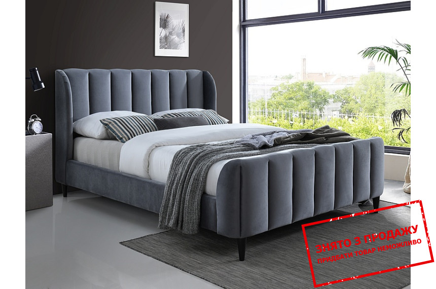 Ліжко (з ламелями) Signal Carina Velvet 160х200 двоспальне Сірий