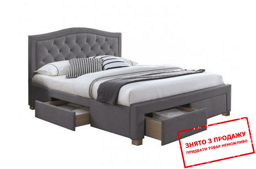 Ліжко (з ламелями) Signal Electra 160x200 Velvet двоспальне Сірий