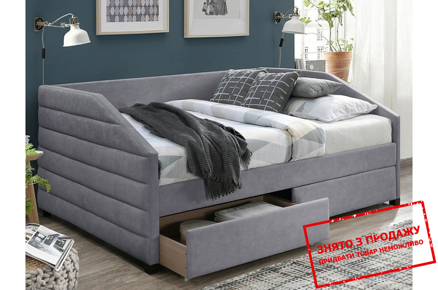 Ліжко (з ламелями) Signal NADIA VELVET 120x200 односпальна Сірий