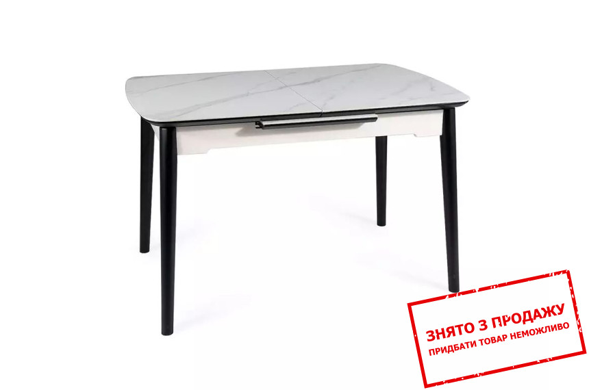 Стіл розкладний Signal APOLLO 120x80/160 Білий мат/чорний каркас