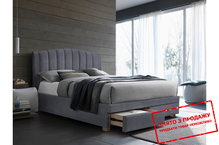 Ліжко (з ламелями) Signal Emotion Velvet 160х200 двоспальне Сірий