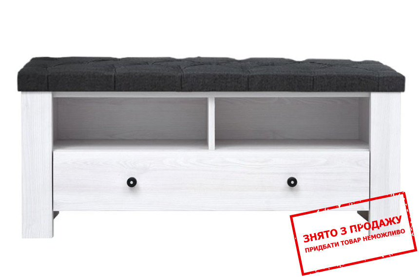 Тумба для передпокою Антверпен Люкс / Antverpen Lux 1S БРВ з 1 шухлядою з сидінням Ясен сніжний/тканина ETNA 35