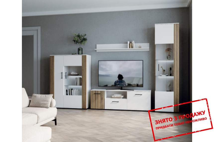 Стінка у вітальню Ліберті / Liberty БРВ Білий альпійський/табліла