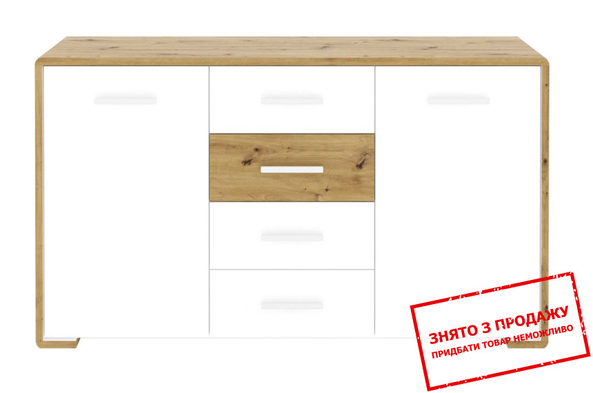Комод Бука / Buka KOM2D4S Гербор 2-дверний з 4 шухлядами Німфея альба/дуб артизан