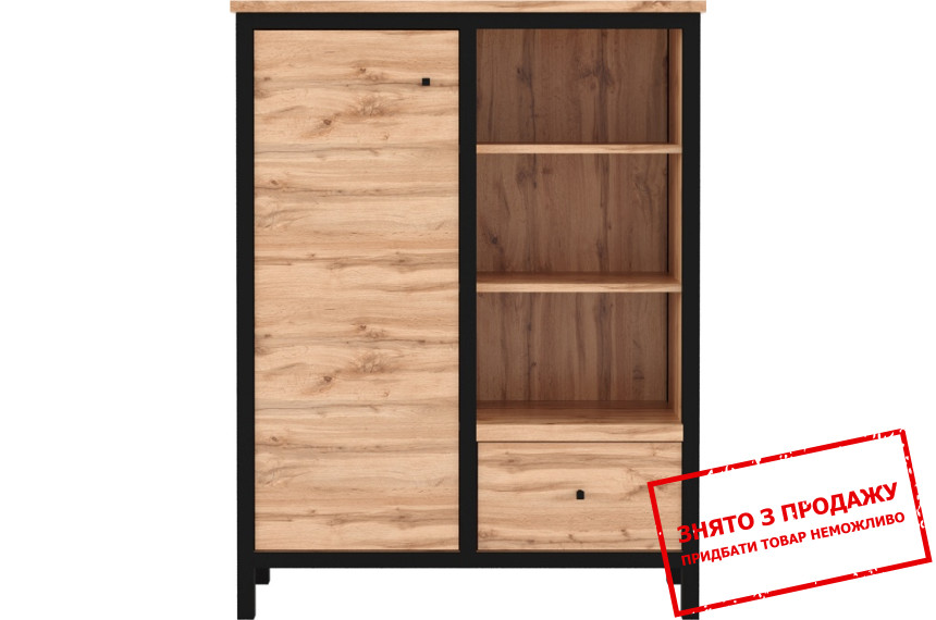 Комод Чос / Chos KOM1D1S Гербор 1-дверний з 1 шухлядою Дуб тахо/чорний