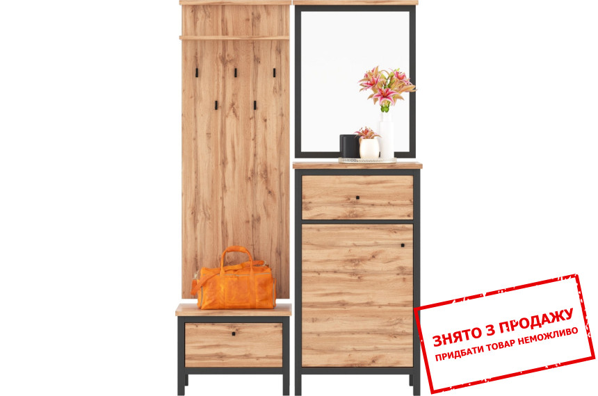 Набір меблів у передпокій Чос / Chos Гербор 1-дверний з 2 шухлядами Дуб тахо/чорний