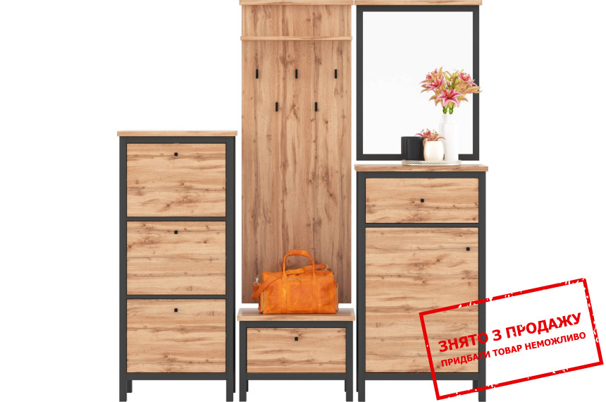 Набір меблів у передпокій Чос / Chos Гербор 4-дверний з 2 шухлядами Дуб тахо/чорний