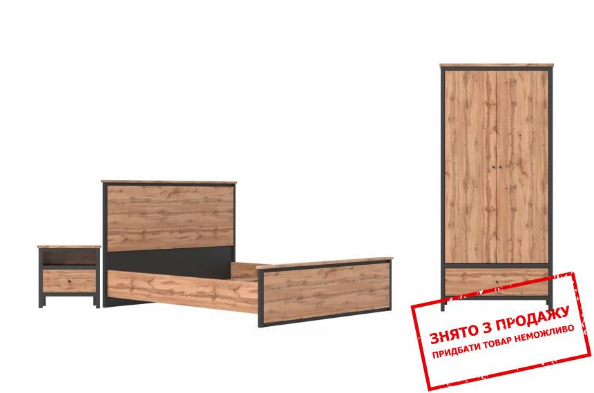 Набір меблів у спальню Чос / Chos Гербор Дуб тахо/чорний