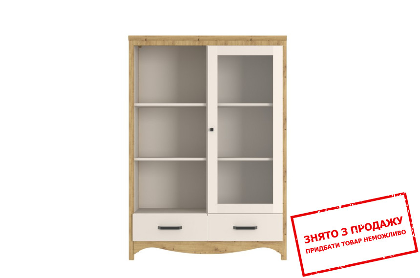 Вітрина Дана / Dana REG1W2S Гербор 1-дверна з 2 шухлядами Кашемір/дуб артизан