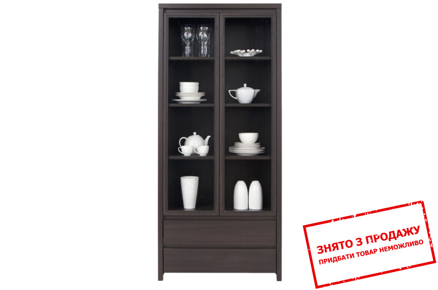 Вітрина Каспіан / Kaspian REG2W2S БРВ 2-дверна з 2 шухлядами Дуб мілано темний