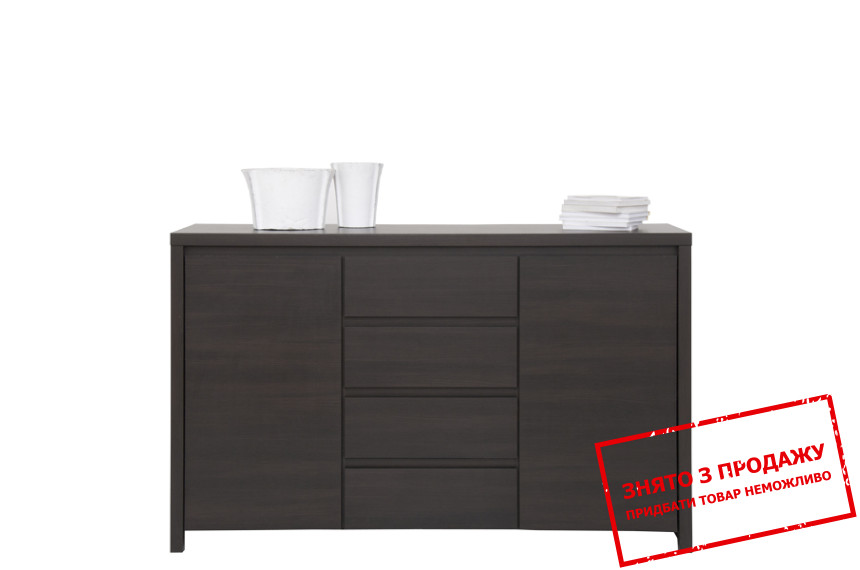 Комод Каспіан / Kaspian KOM2D4S БРВ 2-дверний з 4 шухлядами Дуб мілано темний