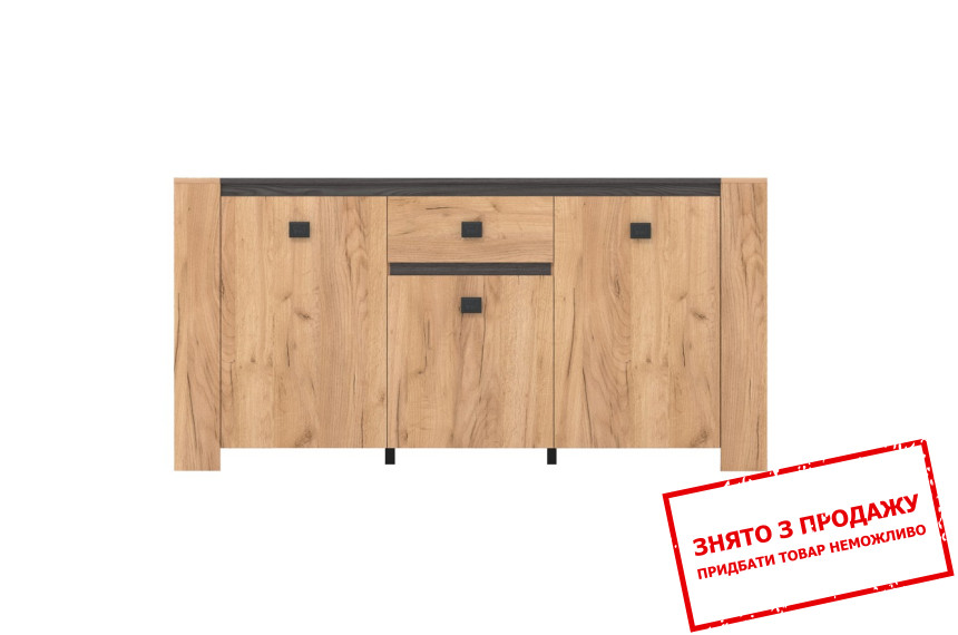 Комод Шелбі / Shelbi KOM3D1S Гербор 3-дверний з 1 шухлядою Дуб крафт золотий/ясен серфсайд залізний