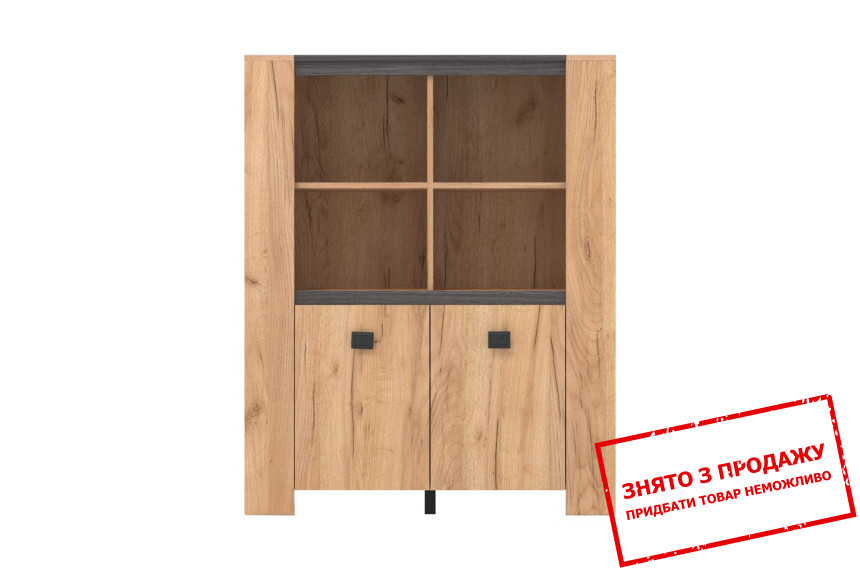 Тумба Шелбі / Shelbi KOM2D Гербор 2-дверна Дуб крафт золотий/ясен серфсайд залізний