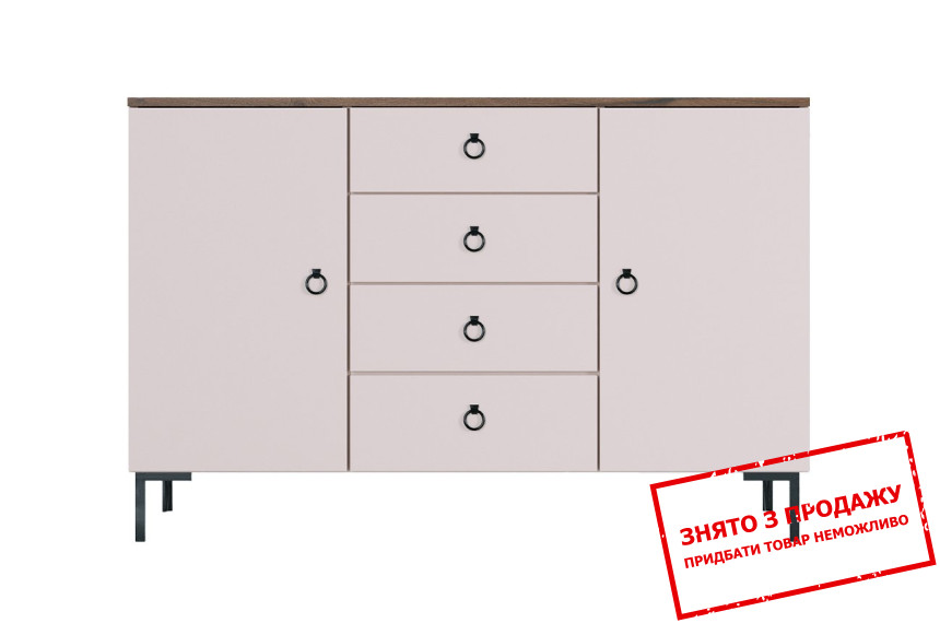 Комод Сімпл / Simple KOM2D4S БРВ 2-дверний з 4 шухлядами Кашемір/вяз ліберті світлий