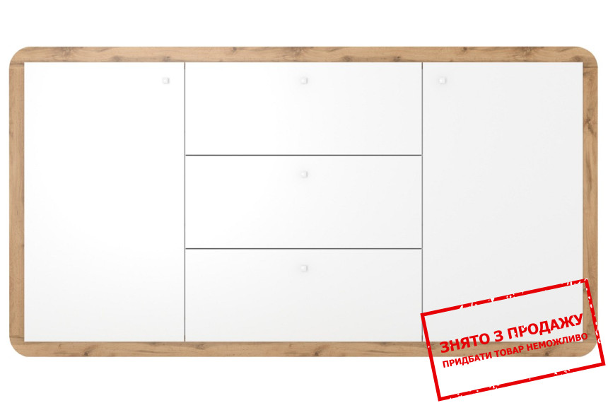 Комод Скі / Ski KOM2D3S Гербор 2-дверний з 3 шухлядами Німфея альба/дуб аппалачі