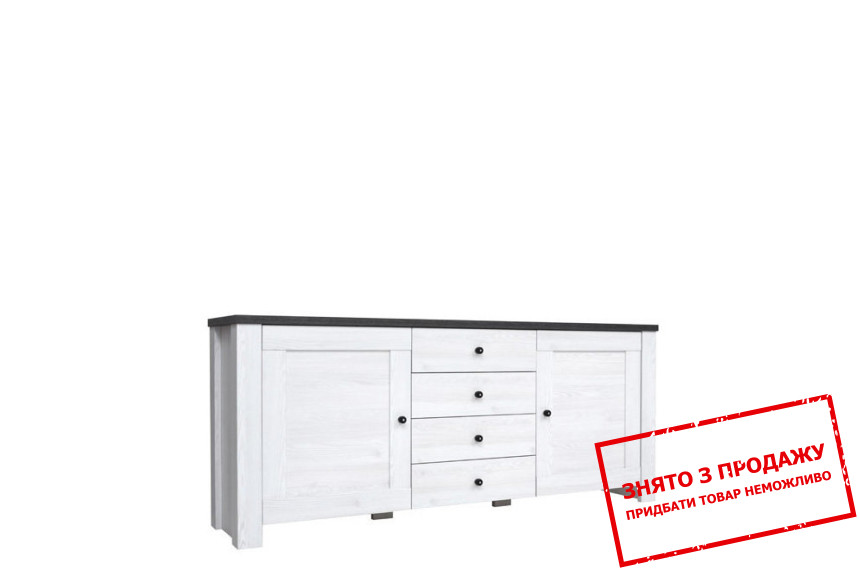 Комод Антверпен / Antverpen KOM2D4S БРВ 2-дверний з 4 шухлядами Ясен сніжний/дуб морений