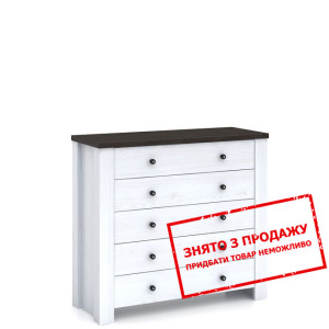 Комод Антверпен / Antverpen KOM5S БРВ з 5 шухлядами Ясен сніжний/дуб морений