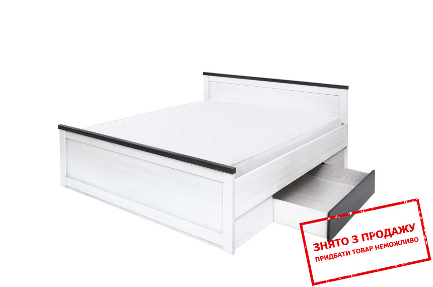 Ліжко (з ламелями) Антверпен / Antverpen PLOZ180 БРВ двоспальне з 2 шухлядами Ясен сніжний/дуб морений