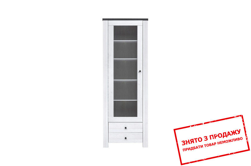 Вітрина Антверпен / Antverpen REG1W2S БРВ 1-дверна з 2 шухлядами Ясен сніжний/дуб морений