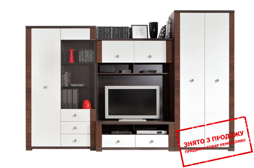 Вітальня Яспі Дуб венге бронз/Білий блиск БРВ