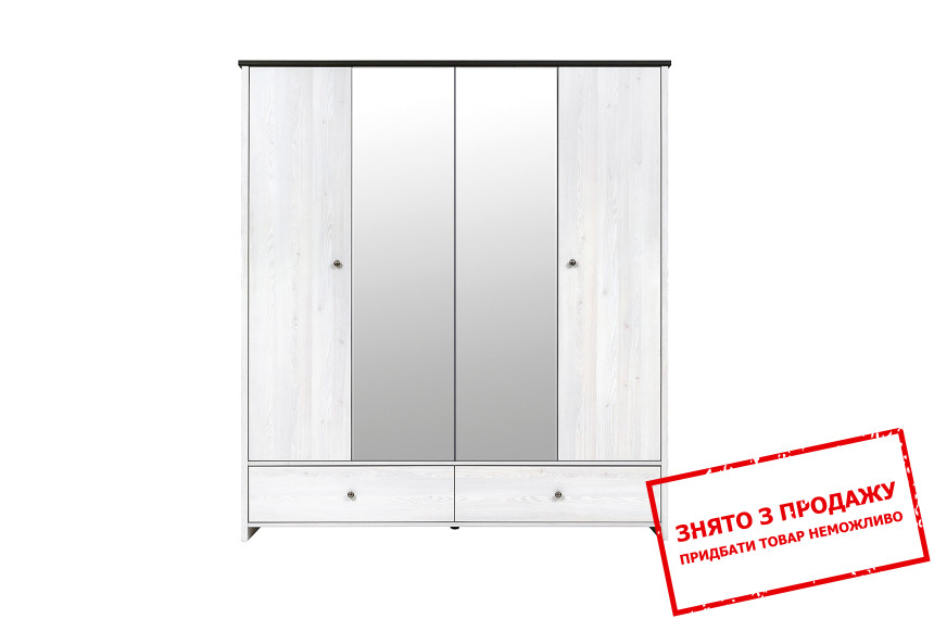 Шафа для одягу Порто (Паріс) / Porto SZF2D2L2S БРВ 4-дверна з дзеркалом Джанні/сосна ларіко