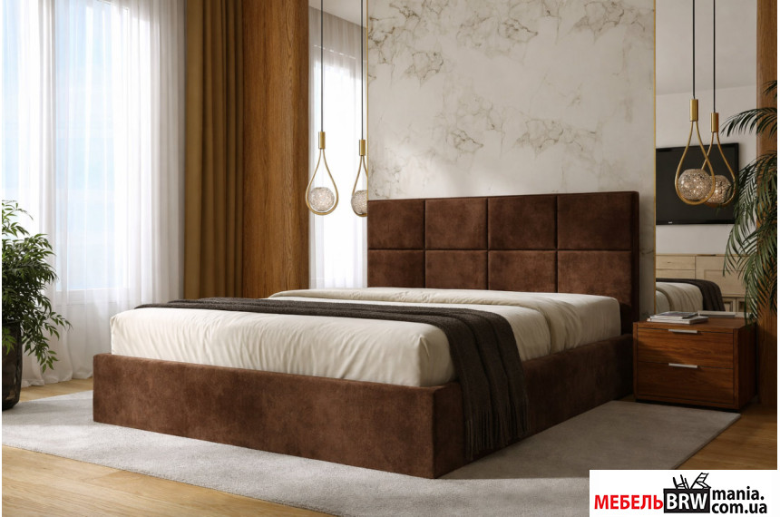 Ліжко (з основою під матрац) Оленка / Olenka 160x200 Арбор з м'яким ізголів'ям двоспальне