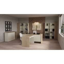 Модульное рабочее место Connect Мебель Intarsio Дуб кремона котта/стоун бейж