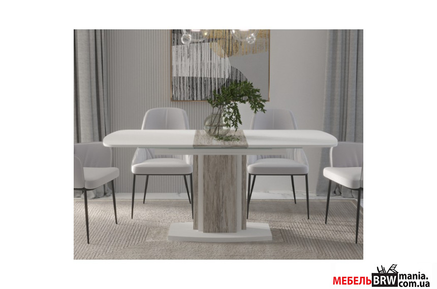 Стол раскладной Fenix Intarsio 140x80/180 Артвуд темный/белый бриллиант