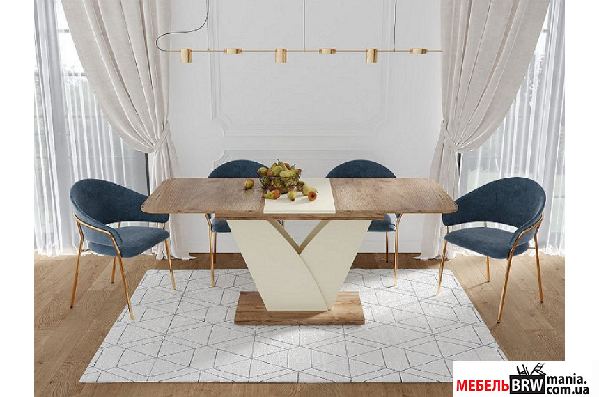 Стіл розкладний Volt Intarsio 140x80/180 Дуб крафт табако/мигдаль