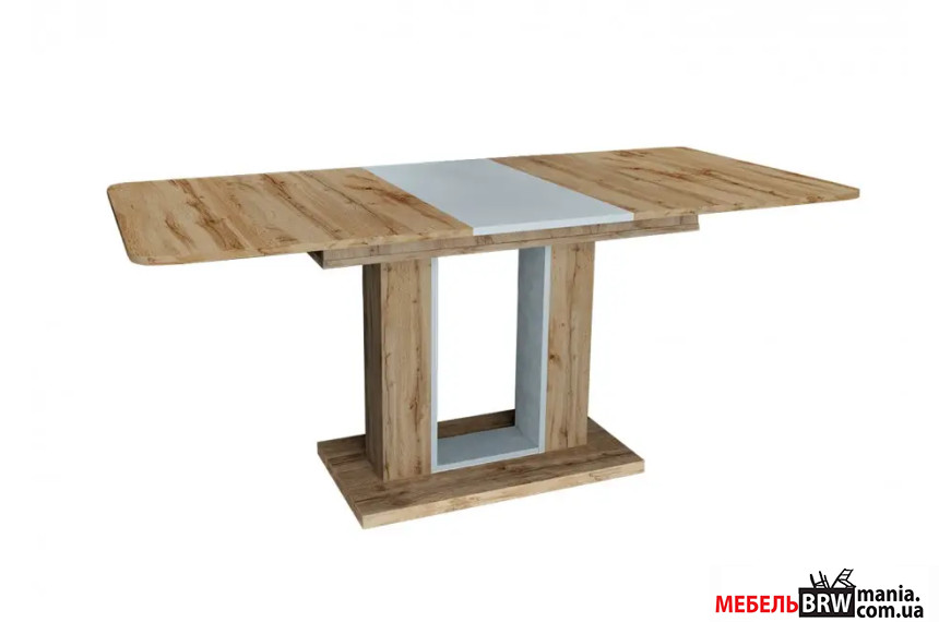 Стол раскладной Titan Intarsio 140x80/180 Белый аляска/дуб тахо