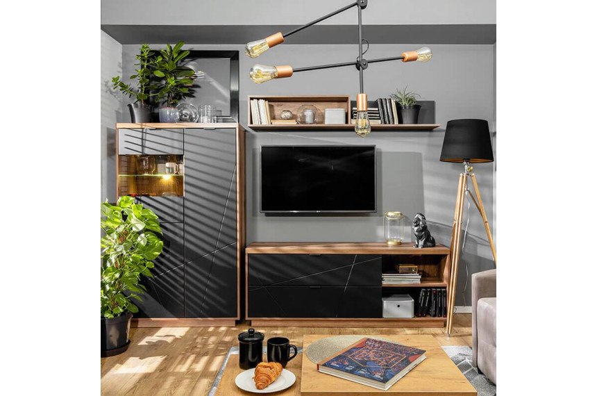 Польські меблі Forn BRW Дуб делано/чорний мат