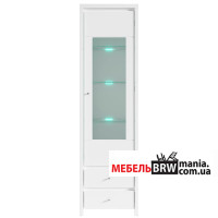 Вітрина Крістіна / Kristina REG1W2S (B) БРВ 1-дверна з 2 шухлядами Білий/білий глянець