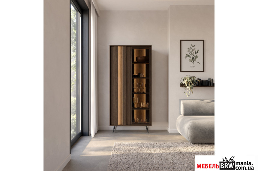 Витрина с подсветкой Perfect Home Амаро / Amaro 2D/93 2-дверная Дуб дунин