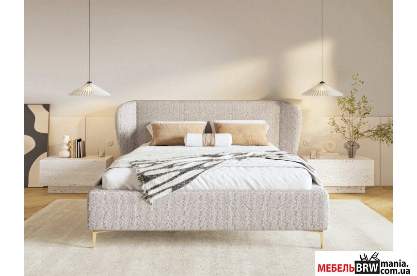 Ліжко (з основою під матрац) Аліано / Aliano 160x200 Perfect Home з м'яким ізголів'ям двоспальне