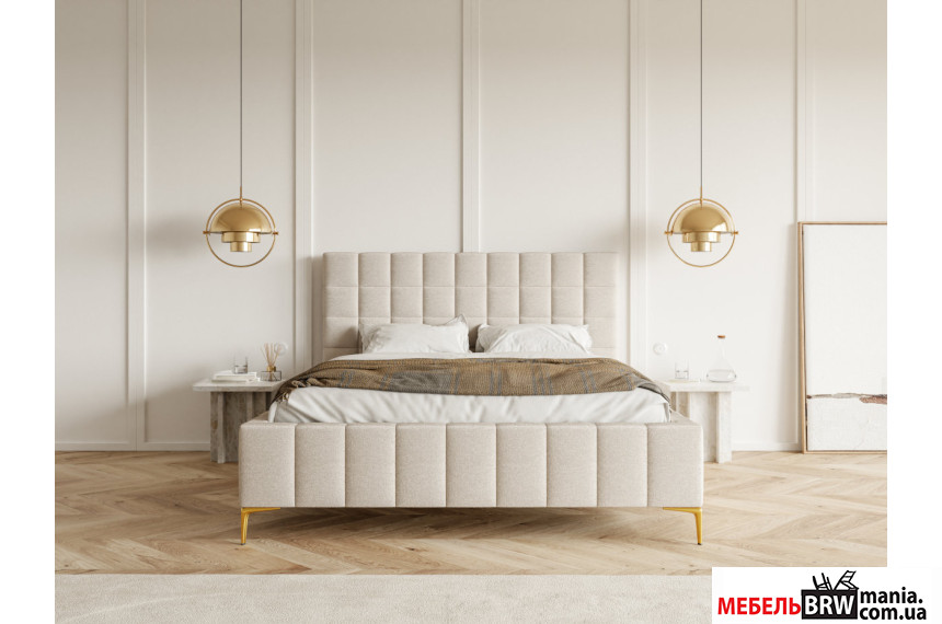 Ліжко (з основою під матрац) Грід / Grid 160x200 Perfect Home з м'яким ізголів'ям двоспальне