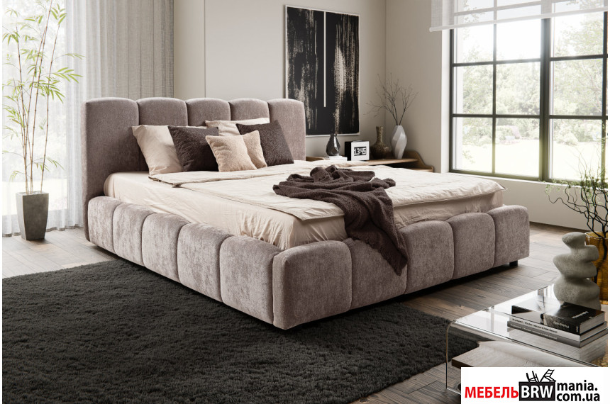 Ліжко (з основою під матрац) Нубія / Nubia 160x200 Perfect Home з м'яким ізголів'ям двоспальне