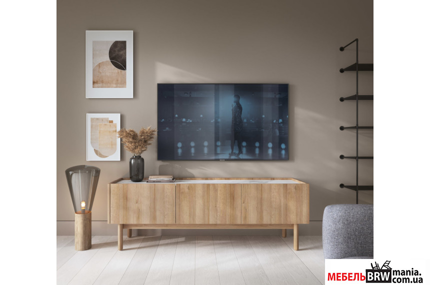 Тумба под ТВ Perfect Home Бохо / Boho RTV144 3-дверная Ривьера/мрамор бьянко