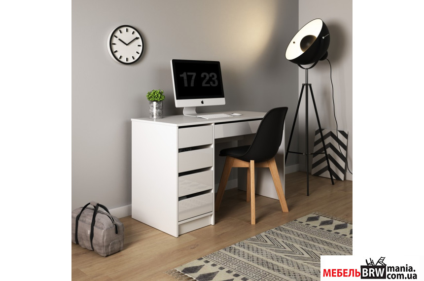 Стол туалетный компьютерный, письменный Perfect Home Ада / Ada 5S/120 с 5 ящиками Белый глянец