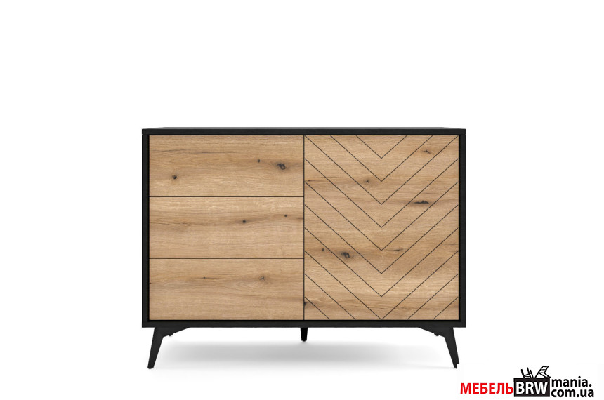 Комод Perfect Home Даймонд / Diamond KSZ104 1-дверный с 3 ящиками Дуб эвок/черный
