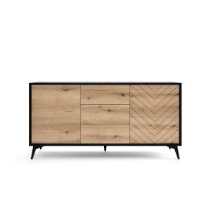 Комод Perfect Home Даймонд / Diamond KSZ154 2-дверный с 3 ящиками Дуб эвок/черный